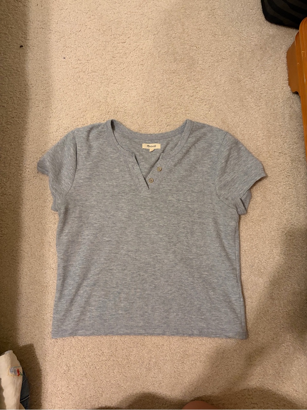 Madewell Light Gray Women's Short Sleeve Henley Top